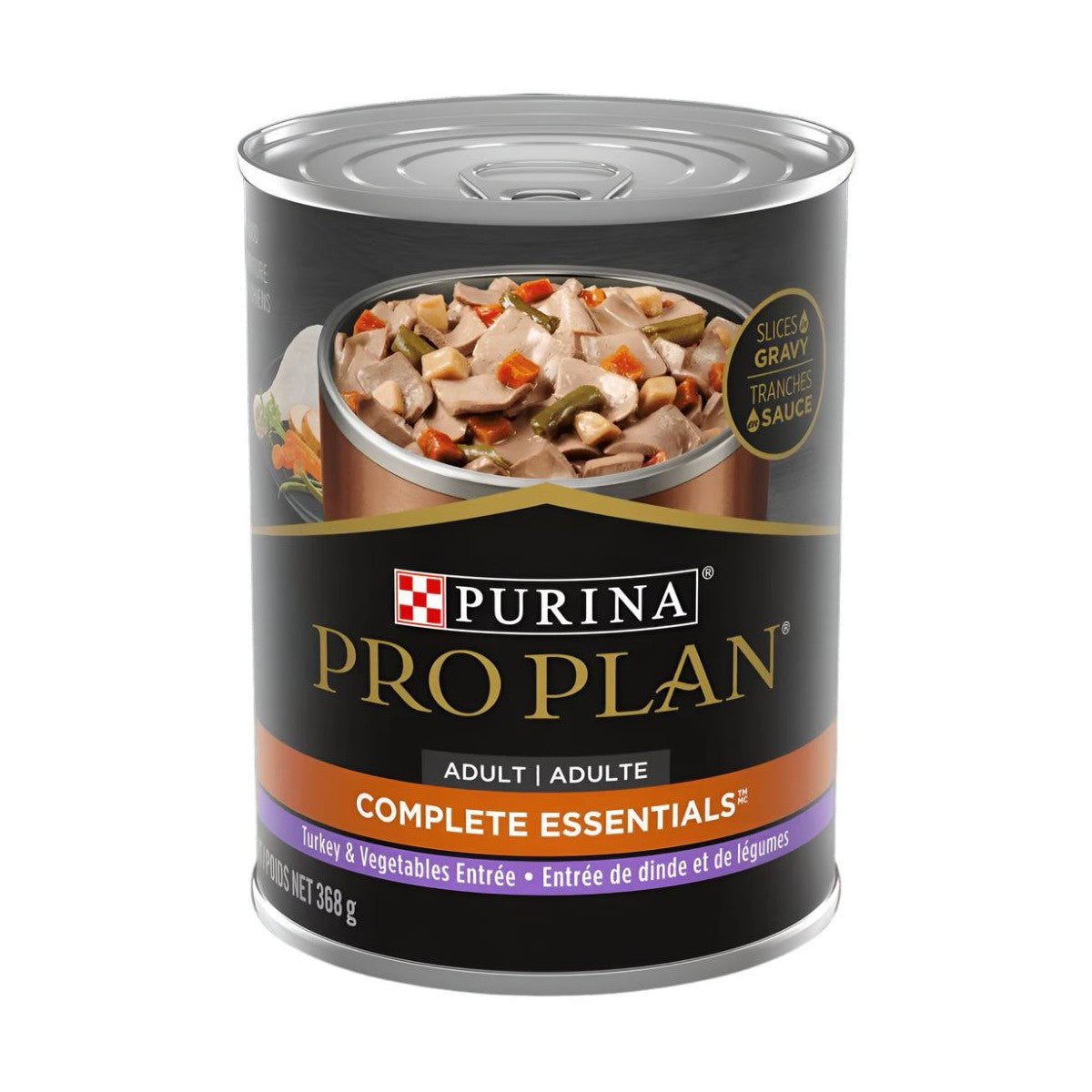 Purina Pro Plan® Adult Complete Essentials™ Entrée de dinde et de légumes Tranches en sauce Nourriture humide pour chiens