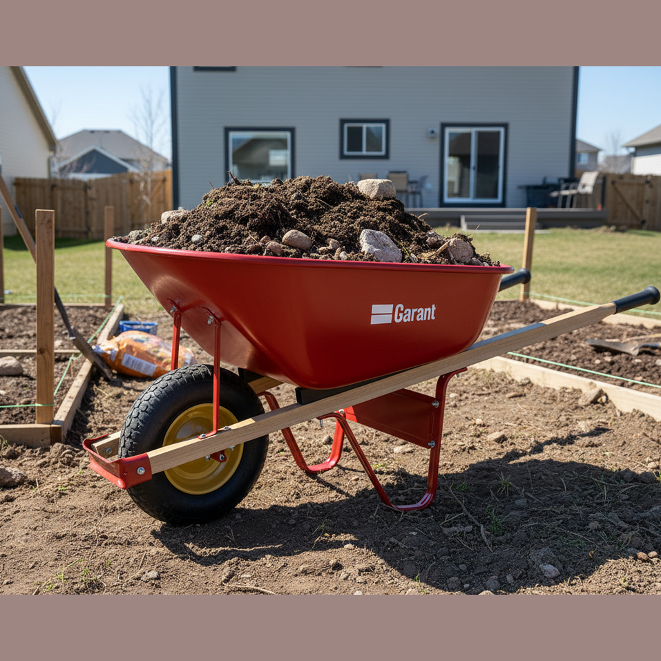 Steel tub wheelbarrow, 6 cubic feet - Guaranteed