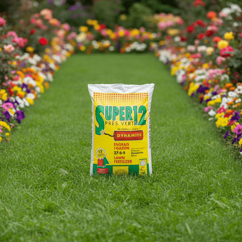 Engrais pour gazon (27-6-9) printemps, Dynamite Super 12 - Prés Verts