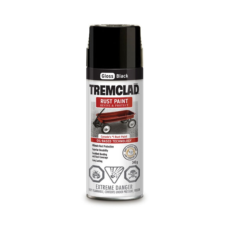 Tremclad Rust Spray Paint, 340g, Black, Gloss
