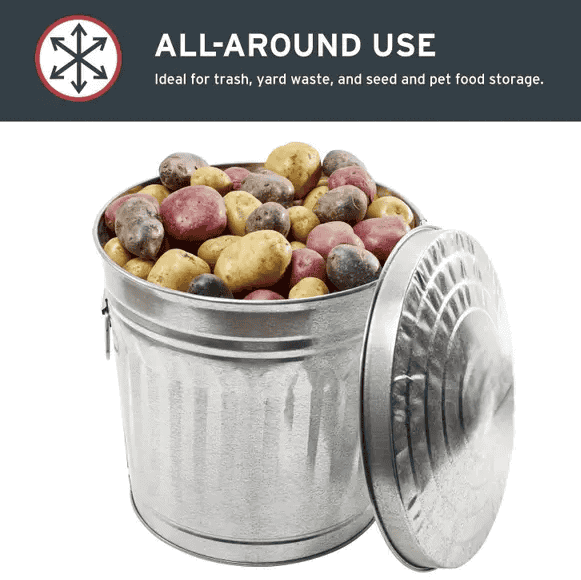 Behrens - 10 Gallon Galvanized Steel Utility / Trash Can with Lid