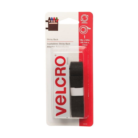 Velcro noir 3/4 x 18 po