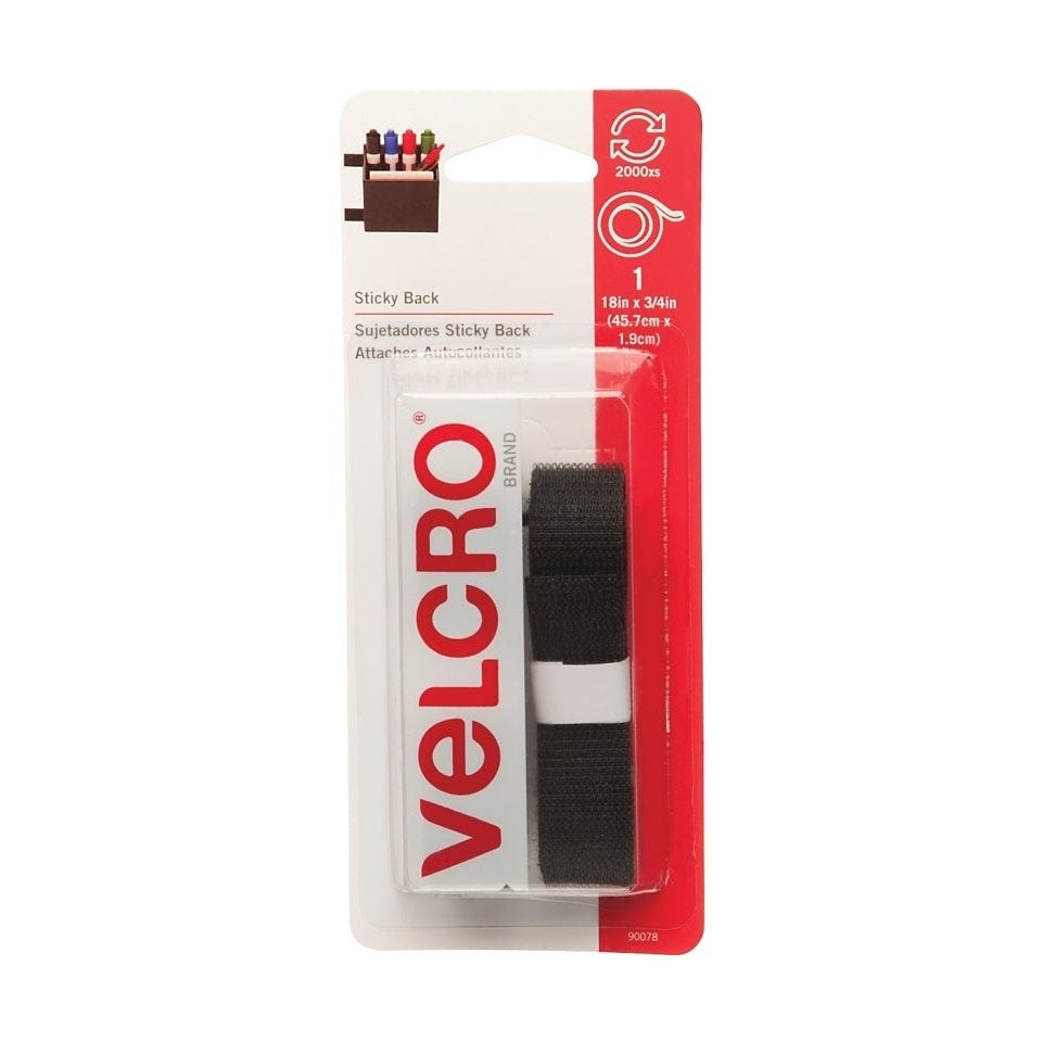 Velcro noir 3/4 x 18 po