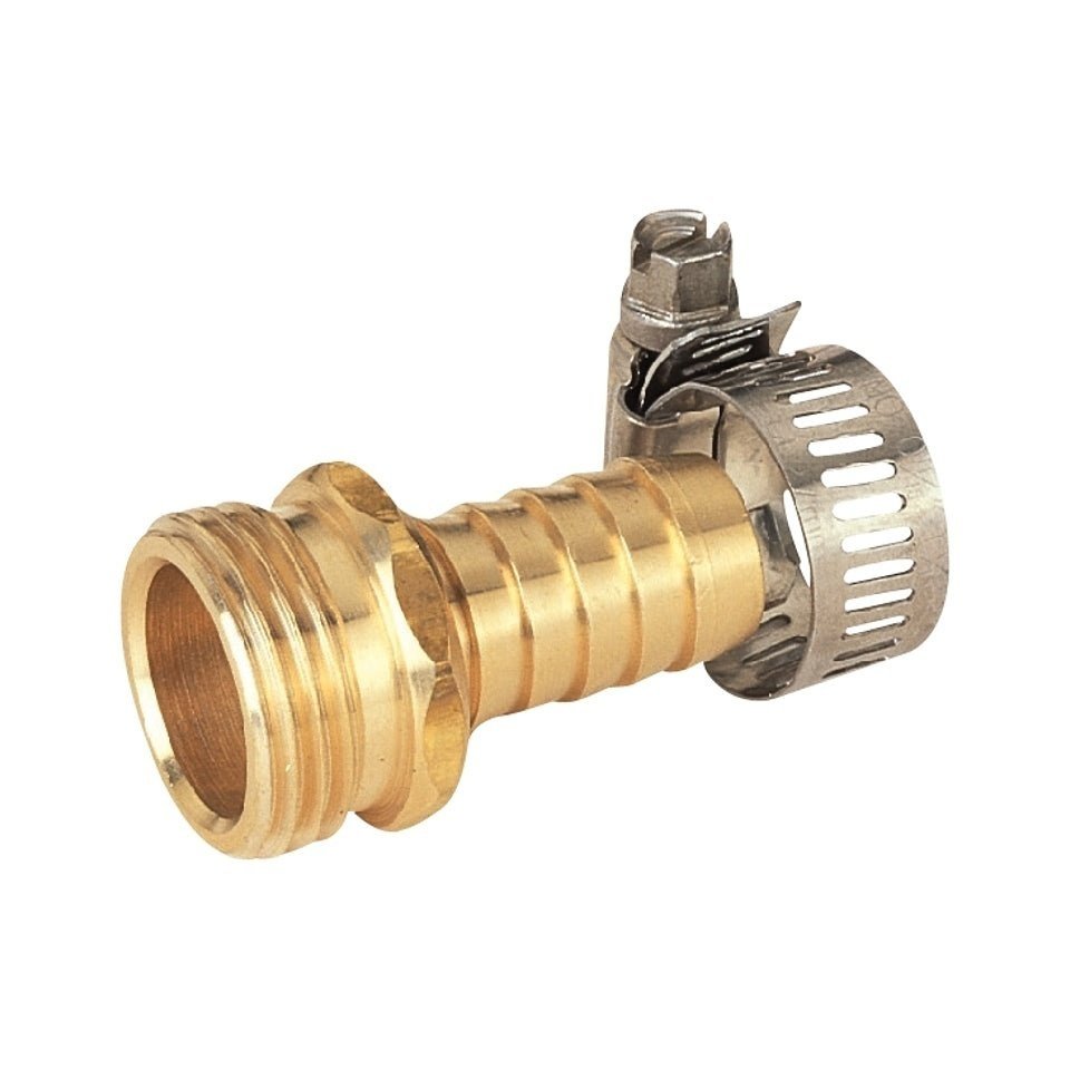 Raccord d'embout de tuyau d'arrosage avec collier de serrage, 5/8 po, mâle, laiton - Landscapers Select