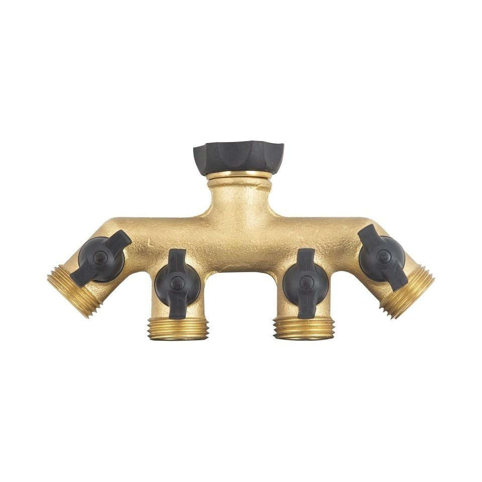 Connecteur de robinet pivotant en laiton, femelle 3/4 po, 4 voies, laiton - Landscapers Select