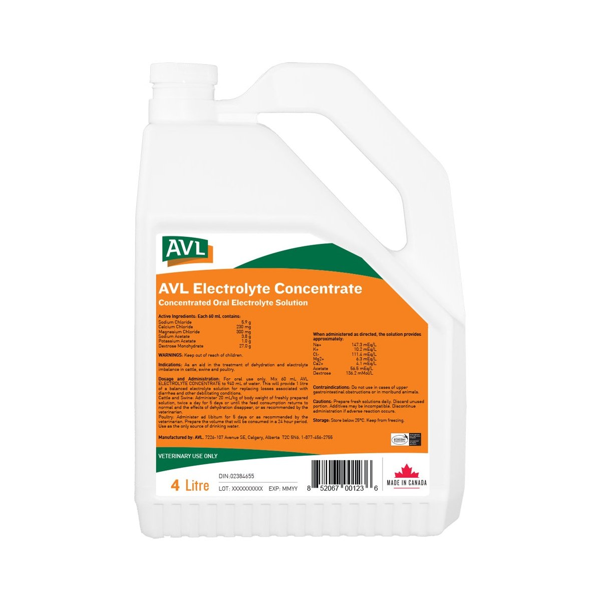 AVL - Concentrated electrolyte solution for livestock, 4 L