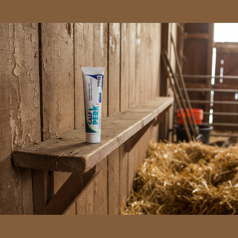 calf perk supplement in a calving barn