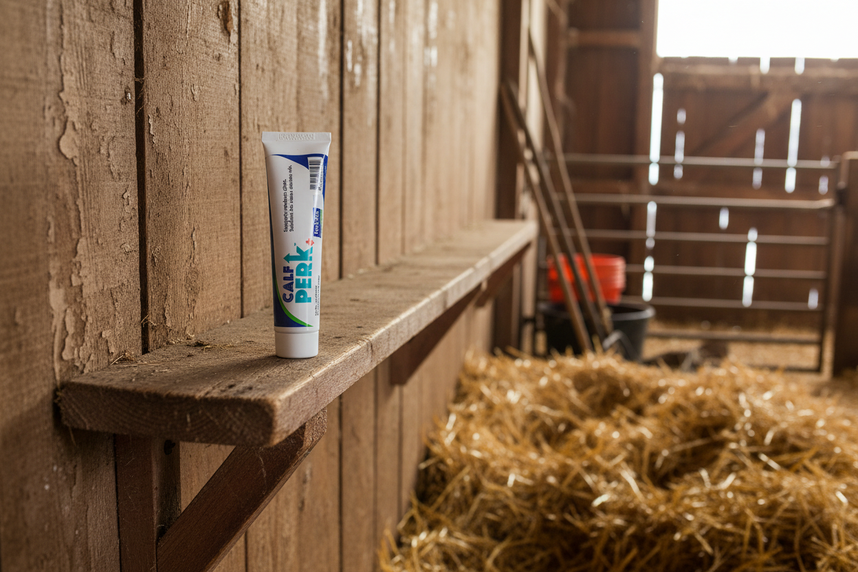 calf perk supplement in a calving barn