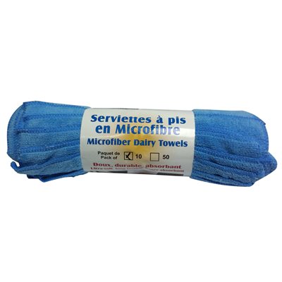 Serviette a pis en microfibre bleu, (paquet de 10) - Ukal