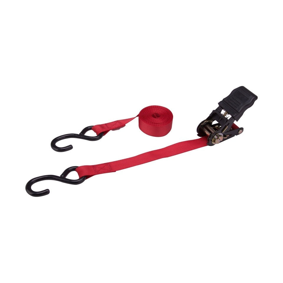 ProSource - Tie-Down Strap, (1" x 15'), Polyester Webbing, Red, 226 kg (500 lb), S-Hook End 