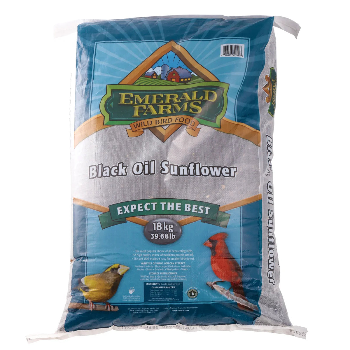 Graines de tournesol noires pour oiseaux sauvage (18kg) - Emerald Farms