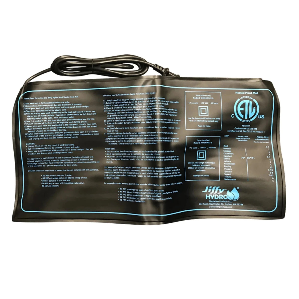 McKenzie - Jiffy Seed Germination Heat Mat for Indoor Gardening (10" x 20") 