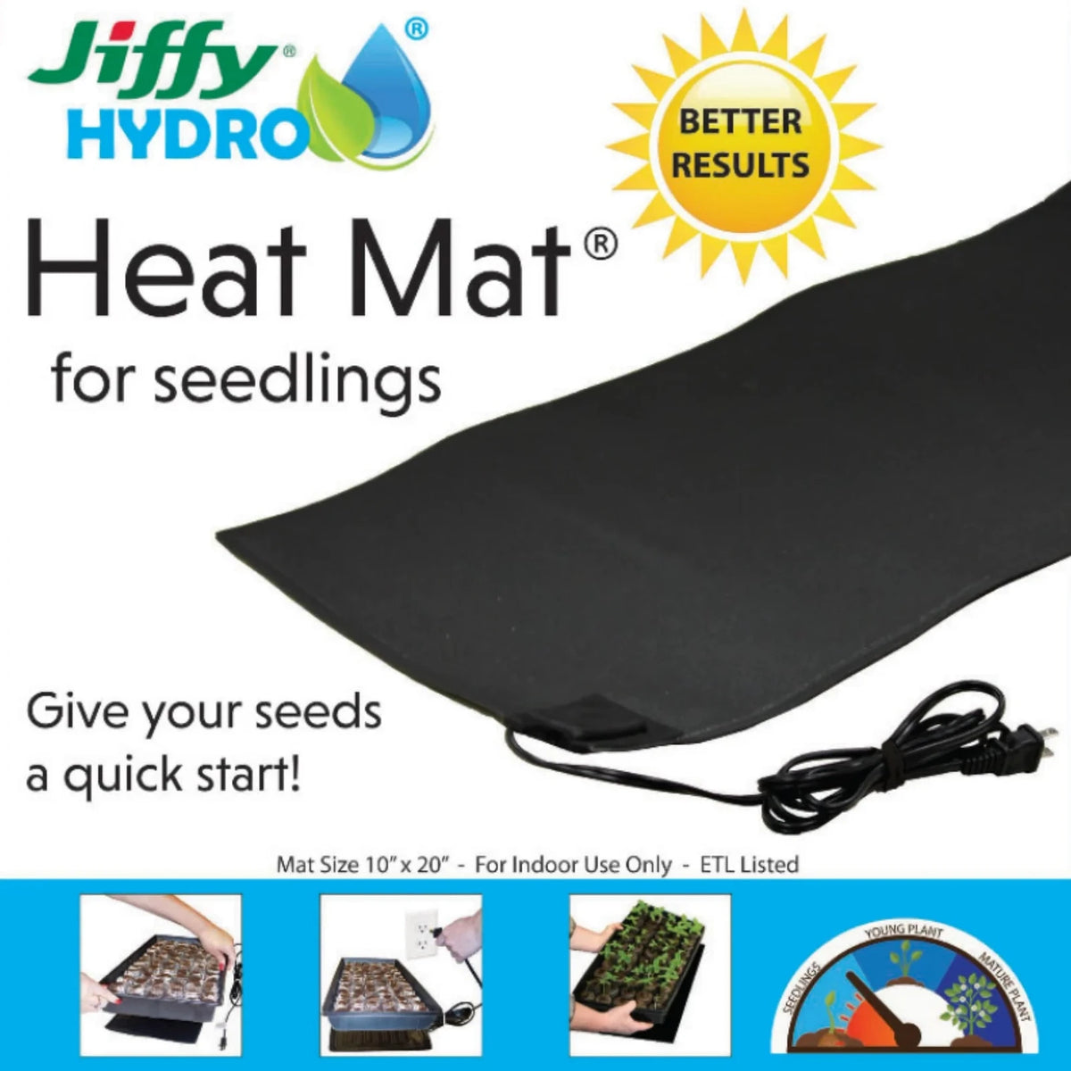 McKenzie - Jiffy Seed Germination Heat Mat for Indoor Gardening (10" x 20") 