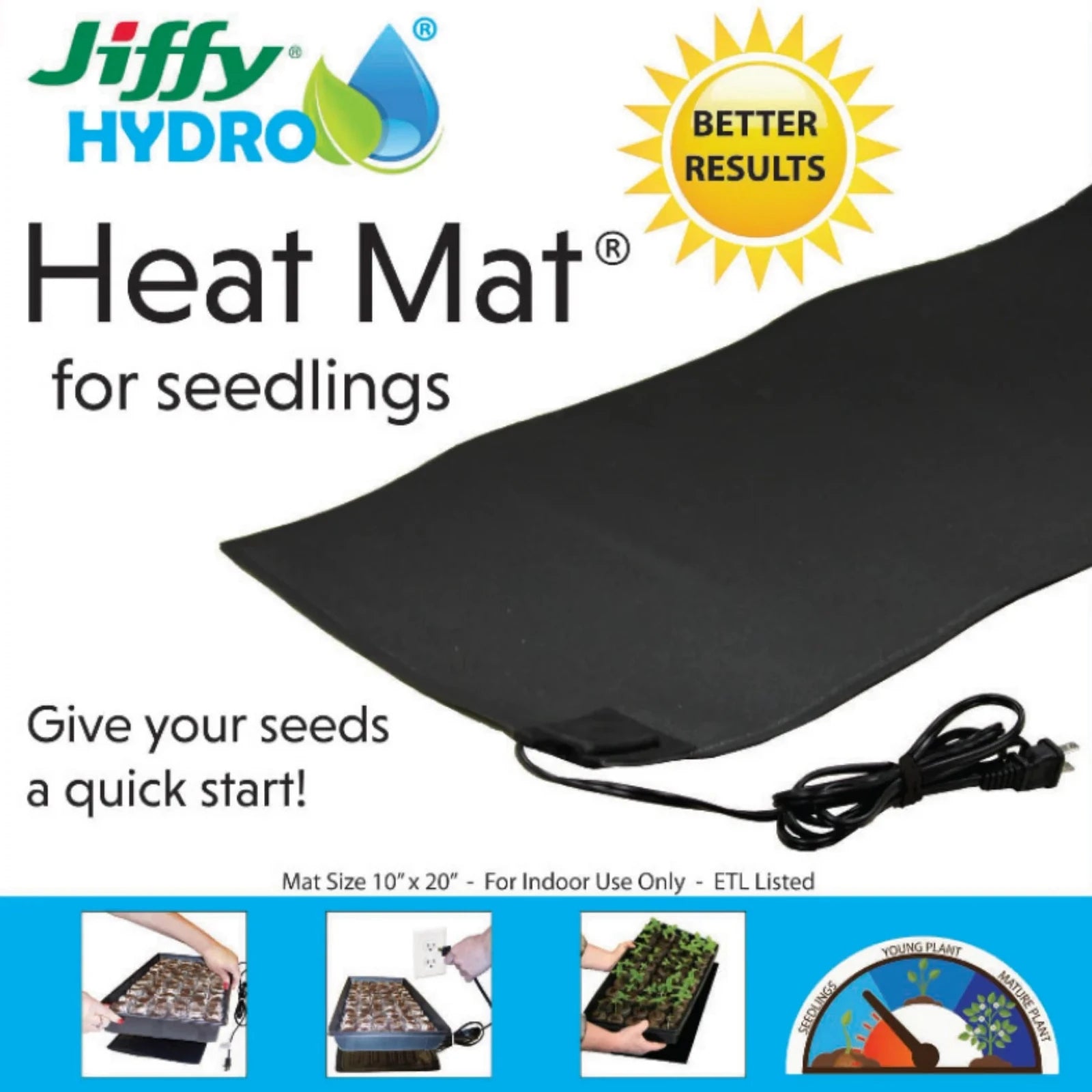 Tapis chauffant de germination Jiffy Seed, 25 x 51 cm - McKenzie
