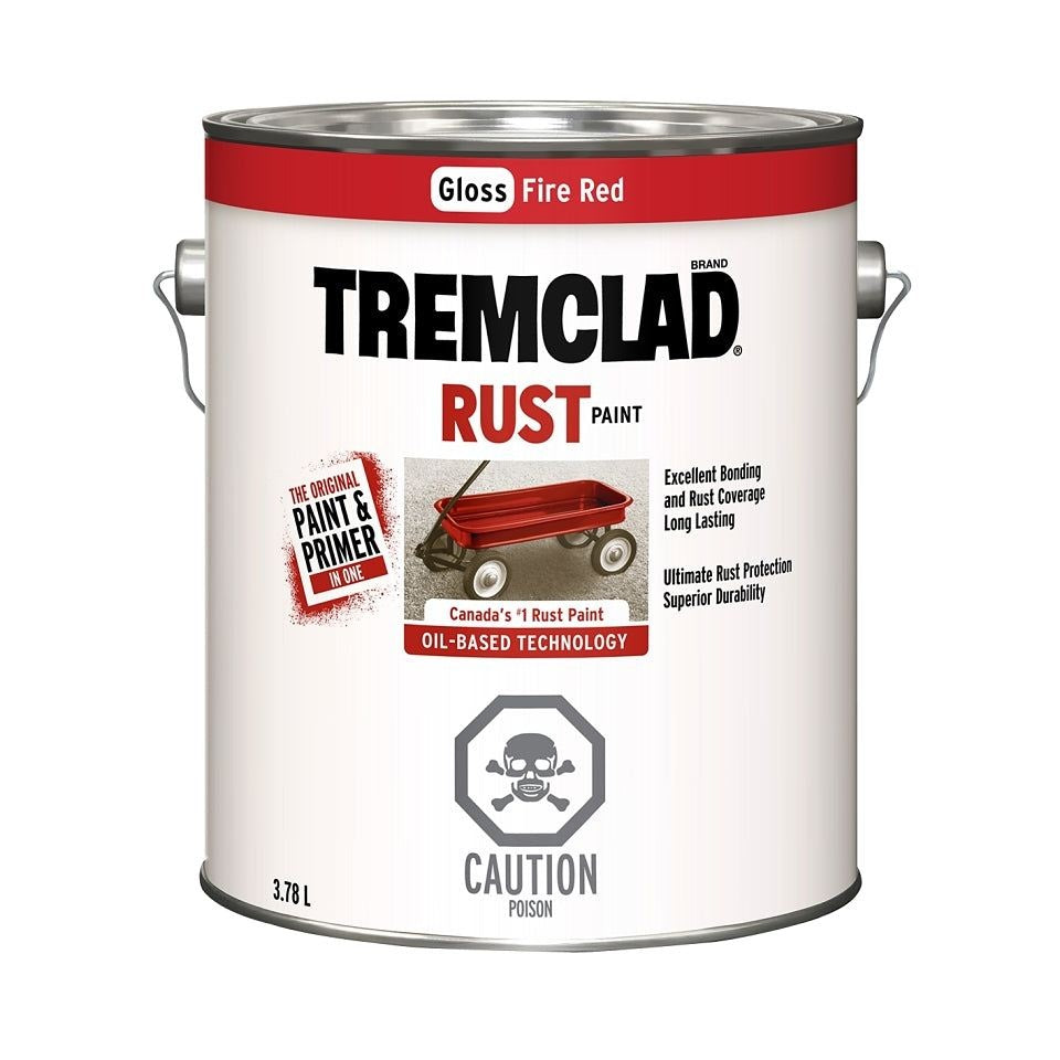 Peinture antirouille Tremclad 27049X155, huile, brillant, rouge feu, 3,78 L, bidon