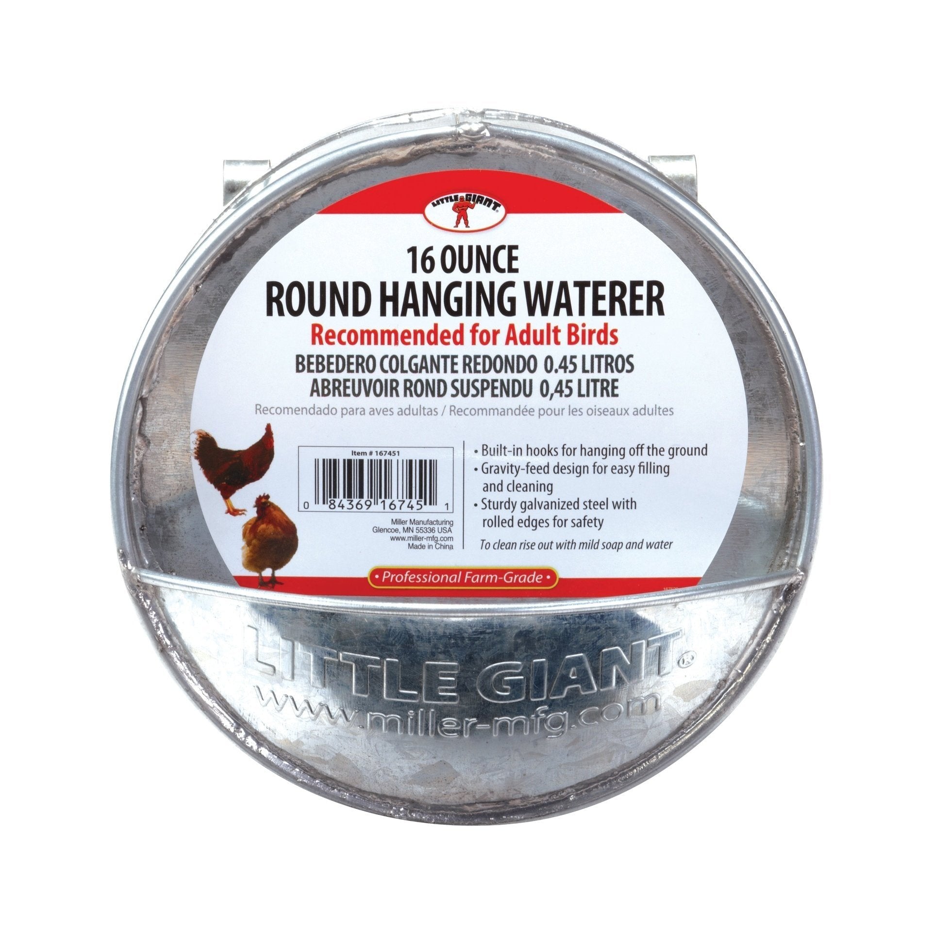 Little Giant - Galvanized Round Hanging Poultry Waterer
