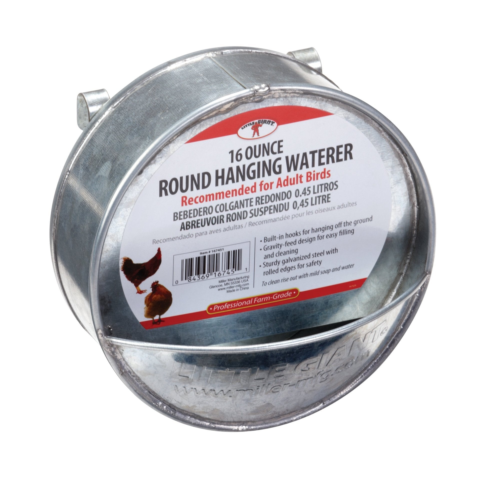 Little Giant - Galvanized Round Hanging Poultry Waterer