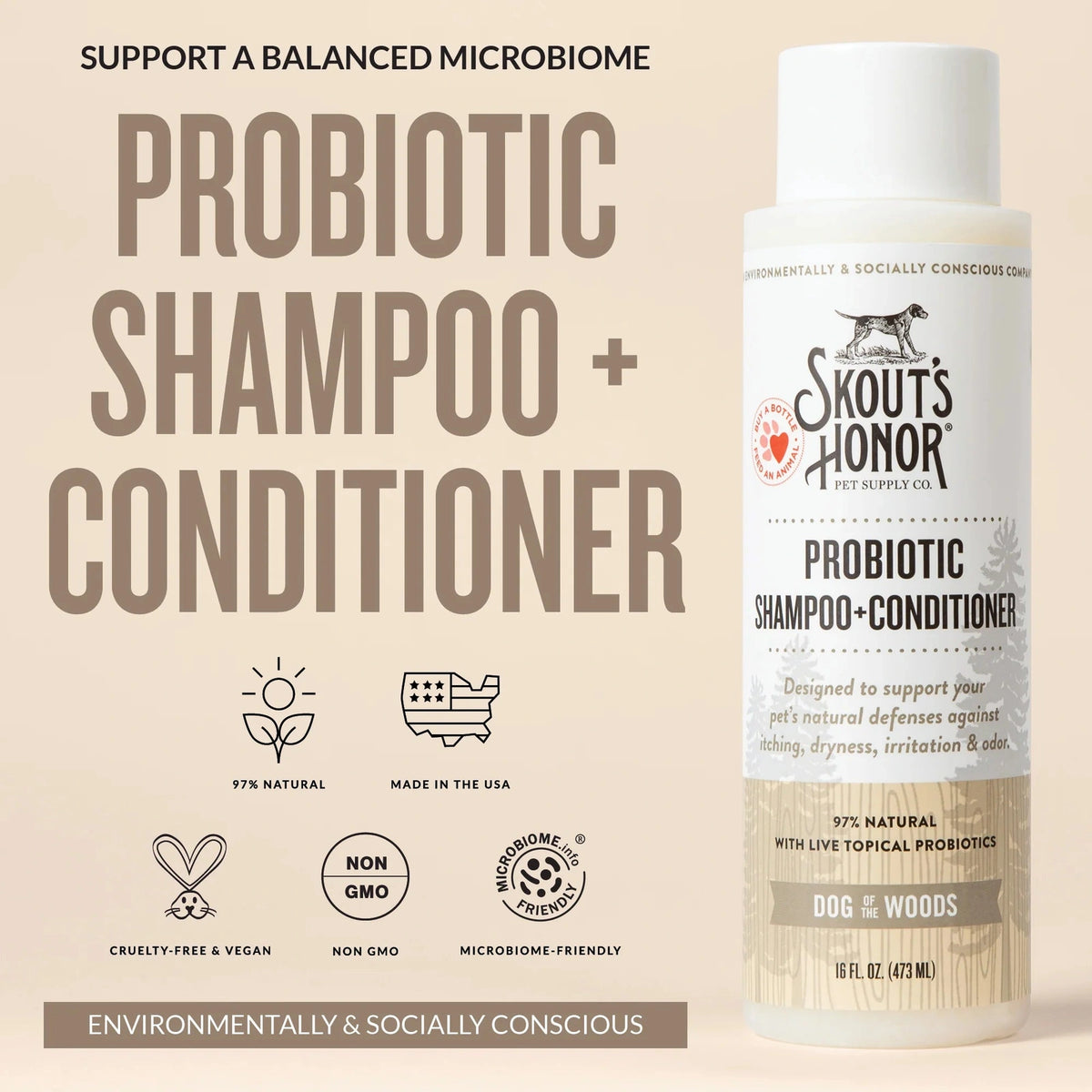 Shampooing et revitalisant probiotique pour chiens - Skout's Honor
