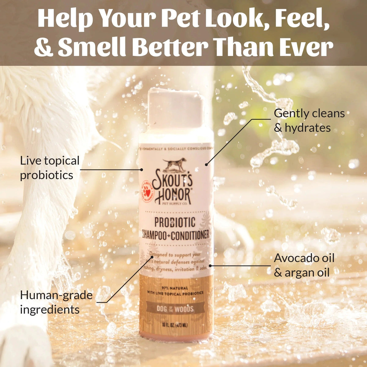Shampooing et revitalisant probiotique pour chiens - Skout's Honor