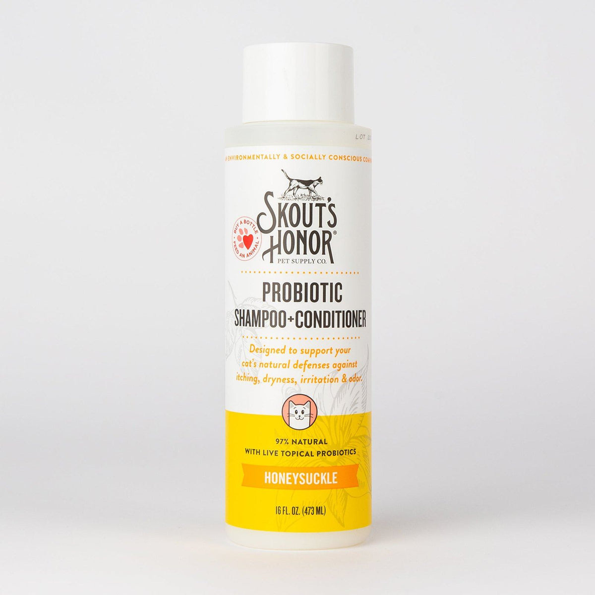 Shampooing probiotique Skout's Honor pour chats — parfum chèvrefeuille