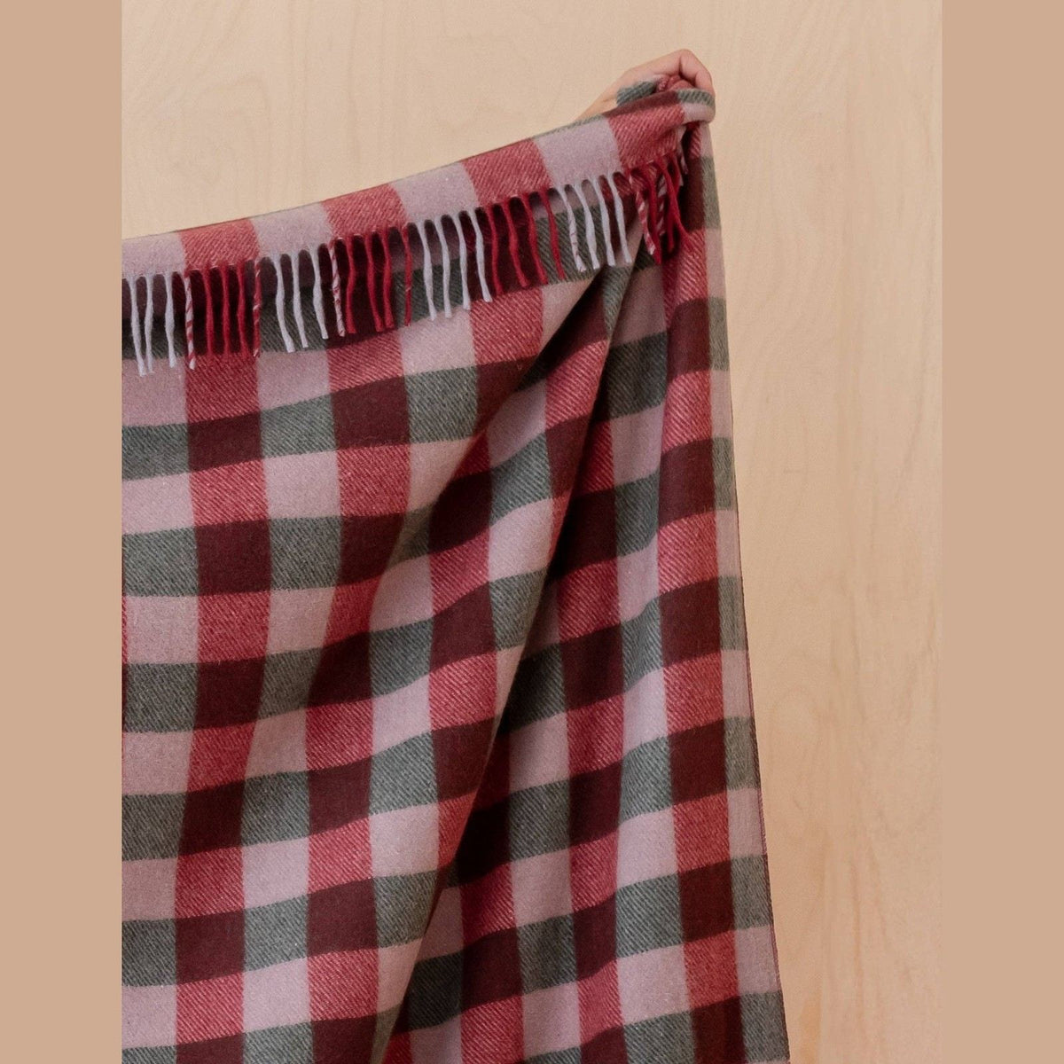 Burgundy Plaid Recycled Wool Blanket - TBCo