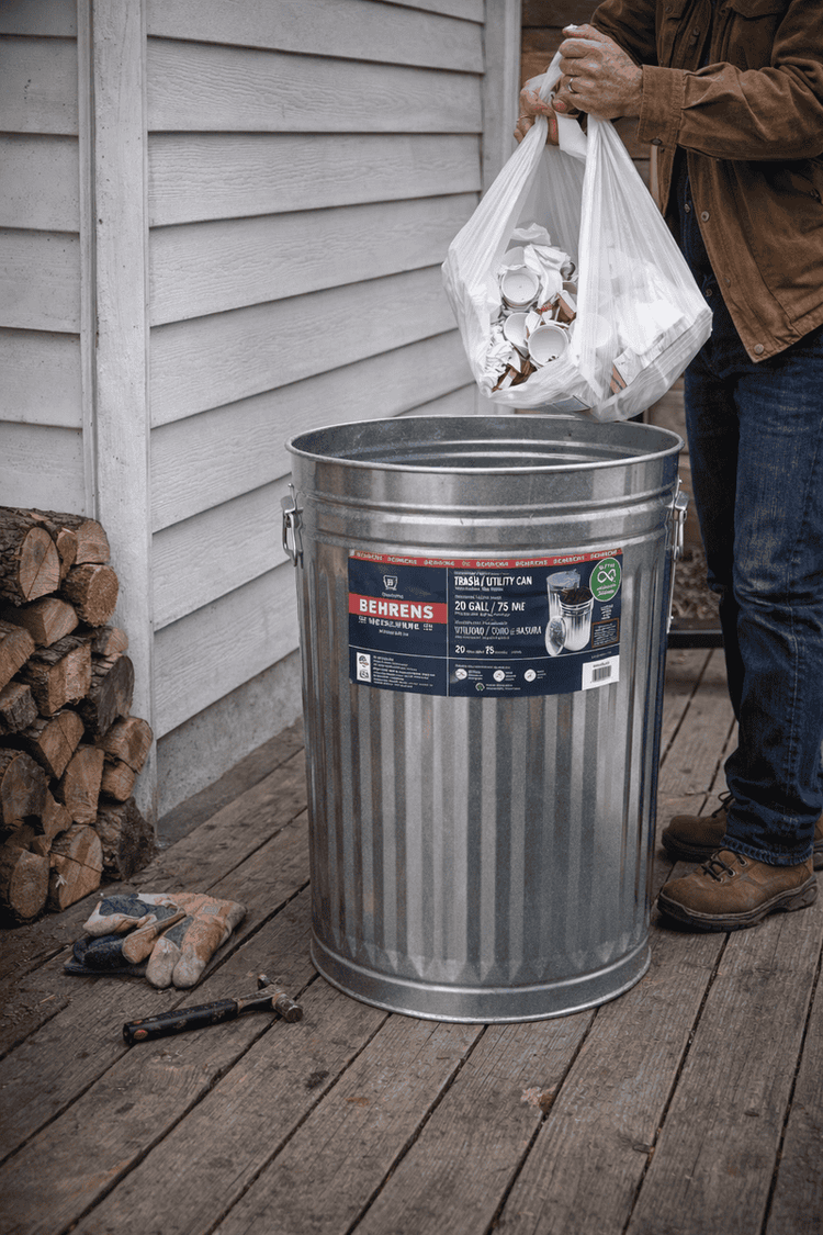 Behrens - 20 Gallon Galvanized Steel Utility / Trash Can with Lid