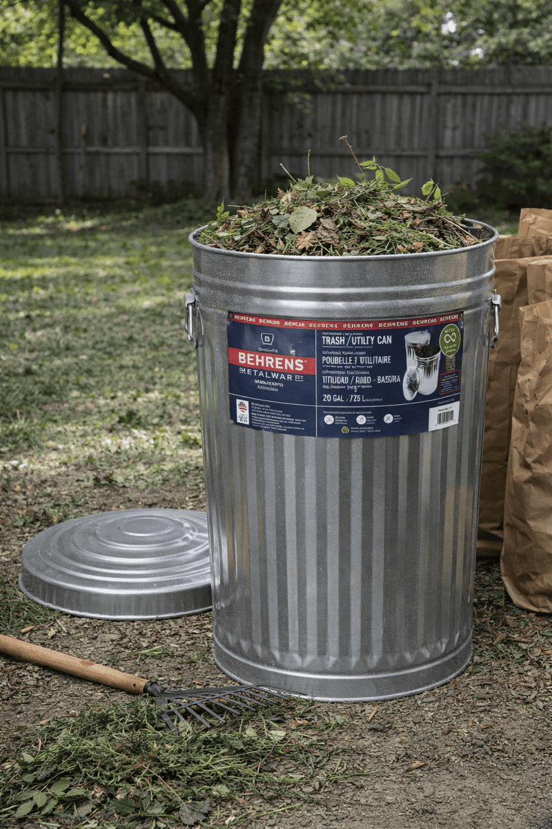 Poubelle utilitaire de (20 gallons) en acier galvanisé avec couvercle - Behrens