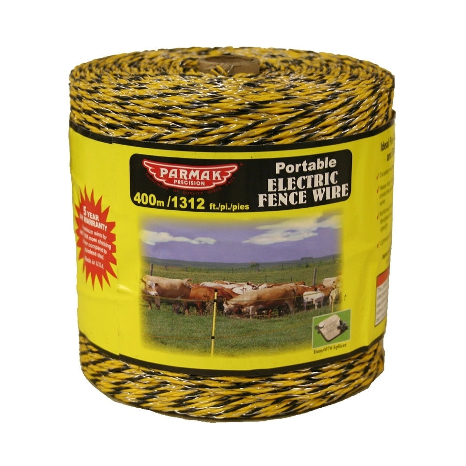 Parmak - Electric Fence Wire, 3 Conductor, Aluminum Conductor, Yellow/Black, 1,312 ft. Long 