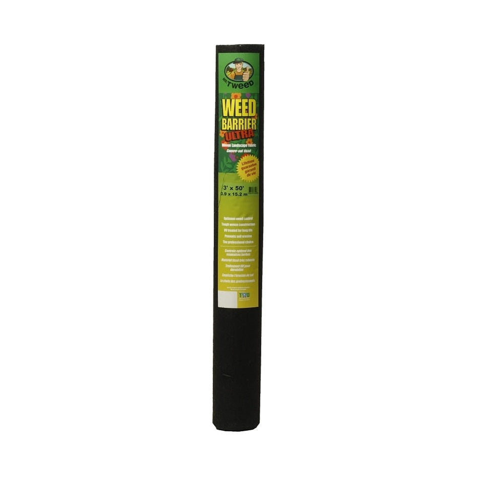 TWD LAWN & GARDEN - Professional Landscape, Weed Control Fabric, Weed Barrier Ultra, WBU50NH (3 ft x 50 ft) – Black 