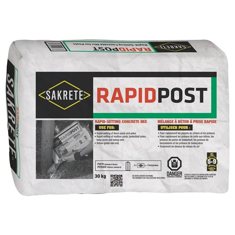 Sakrete RAPID POST (ciment) Concrete Mix, Gray, Powder, 30 kg, Bag