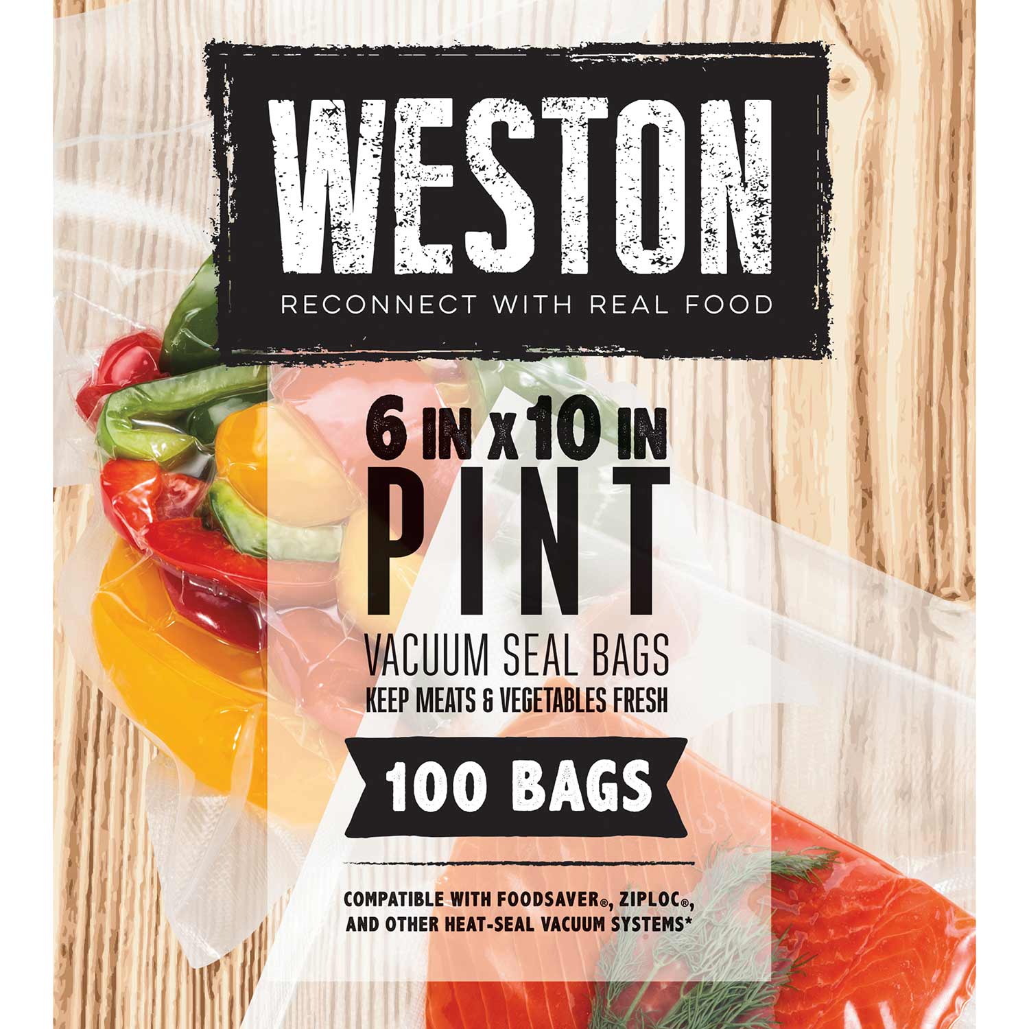 Weston® - Vacuum Sealer Bags, 6 in. x 10 in., 100 Pre-Cut Bags