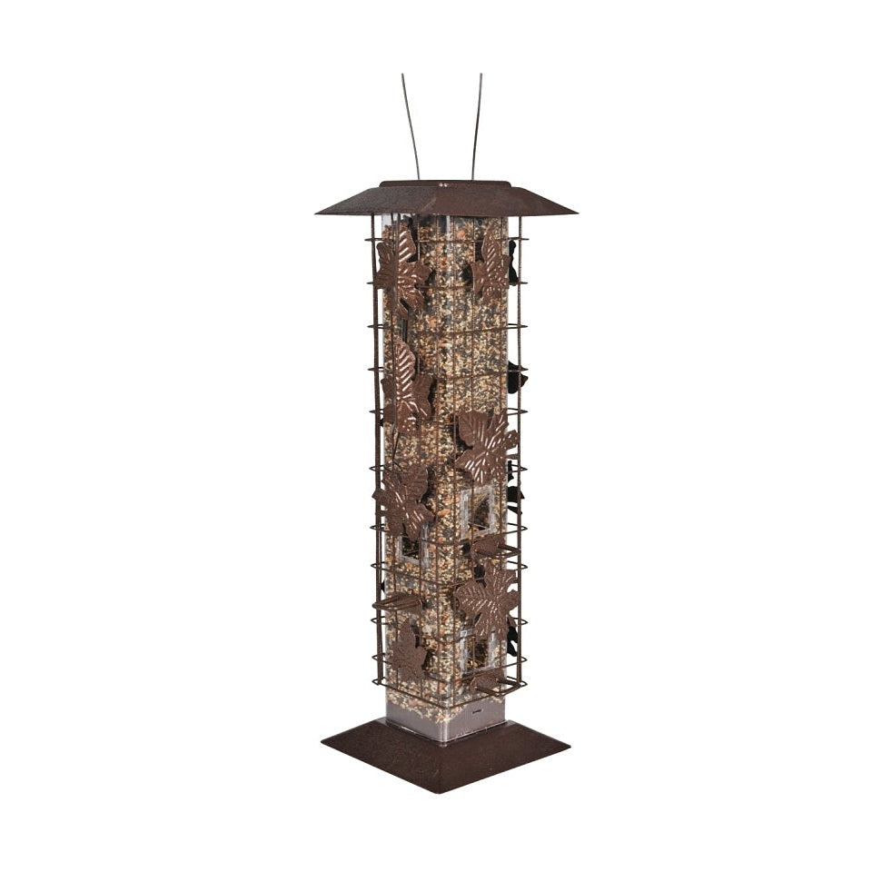 Rustic Leaf Bird Feeder, 2 lb, Metal, Hammered Bronze - Perky-Pet® Squirrel-Be-Gone®