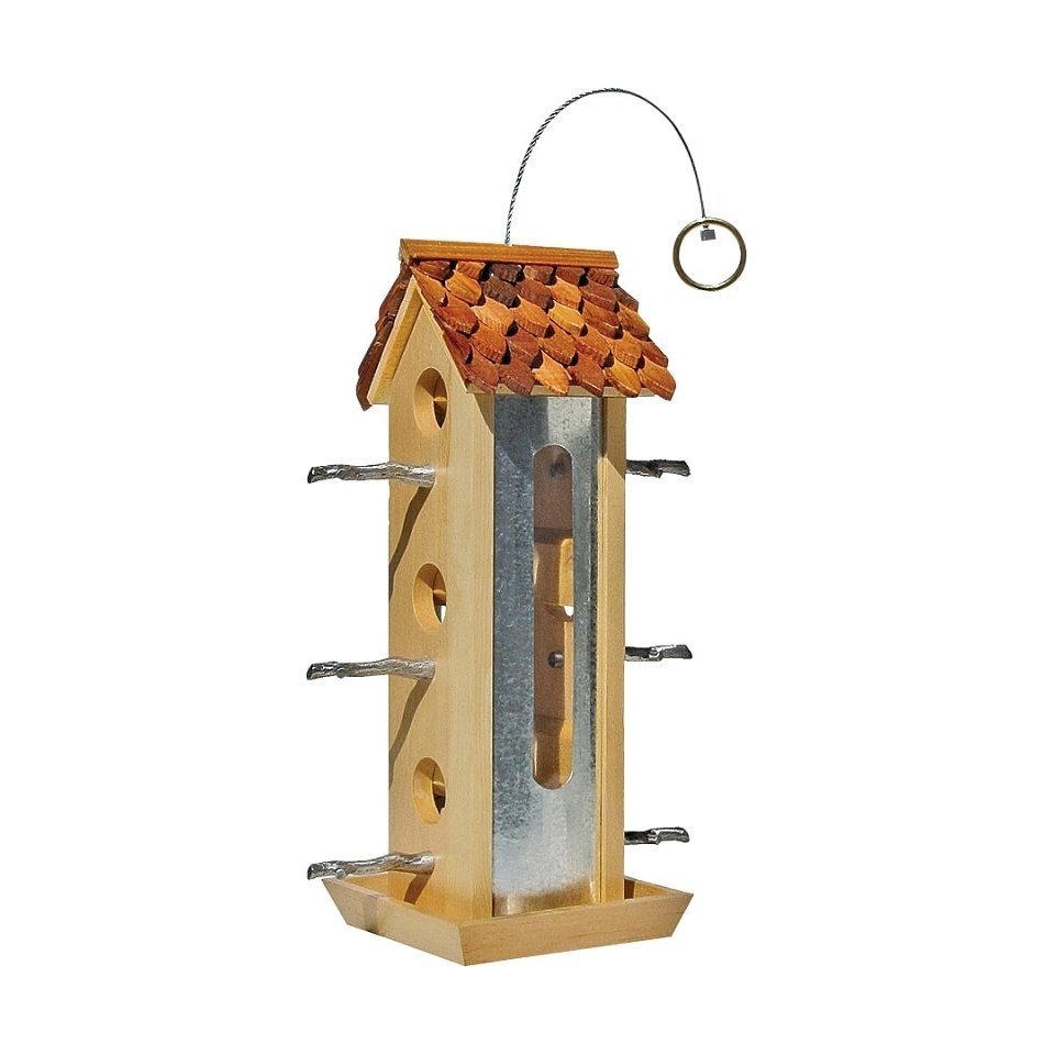 Perky-Pet Tin Jay Wooden Bird Feeder, 2 Pound Capacity