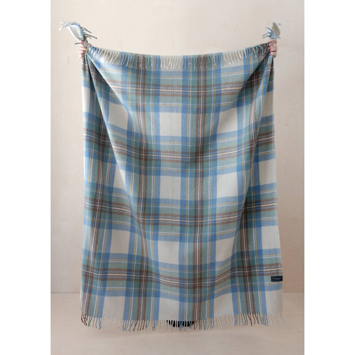 Stewart Blue Plaid Recycled Wool Blanket