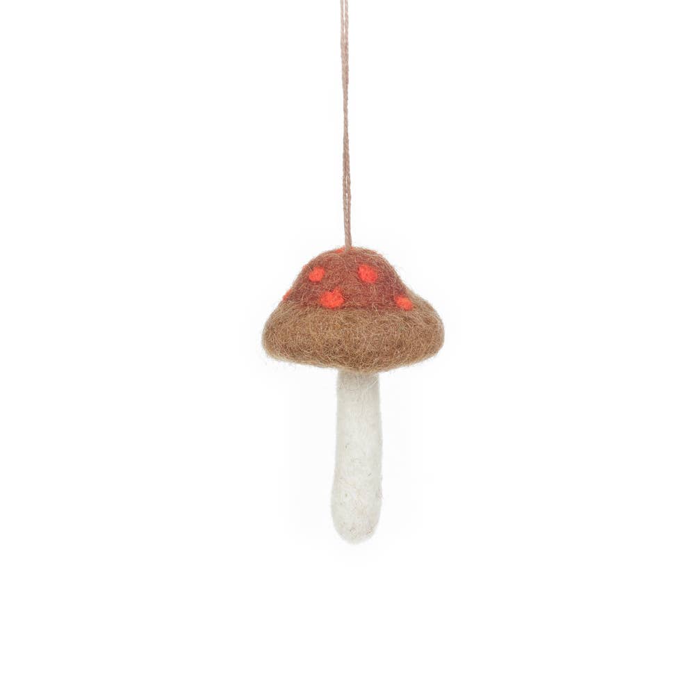 Handmade Felt Wild Mushroom Decorations (Set of 3)