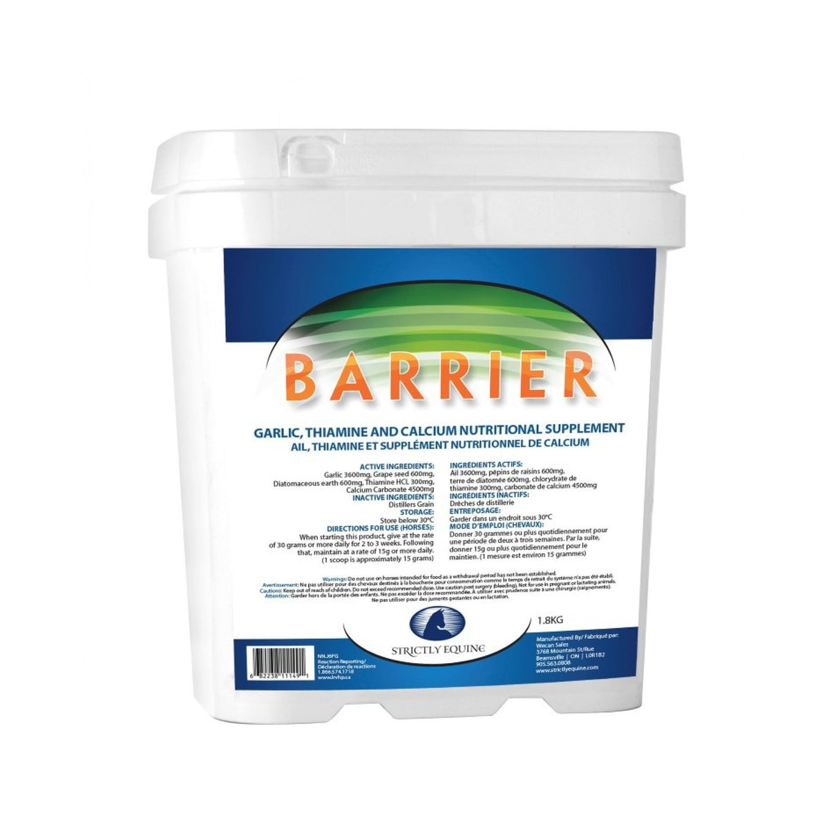 Strictly Equine -  Barrier, Calcium, Garlic and Thiamine Supplement, 1.8 Kg