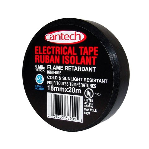 Ruban isolant robuste noir 18 mm × 20 m - Cantech®