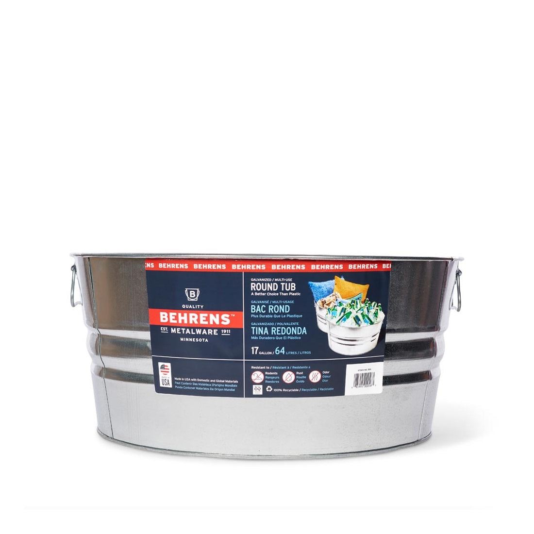 Behrens - 15 Gallon Galvanized Steel Round Tub 