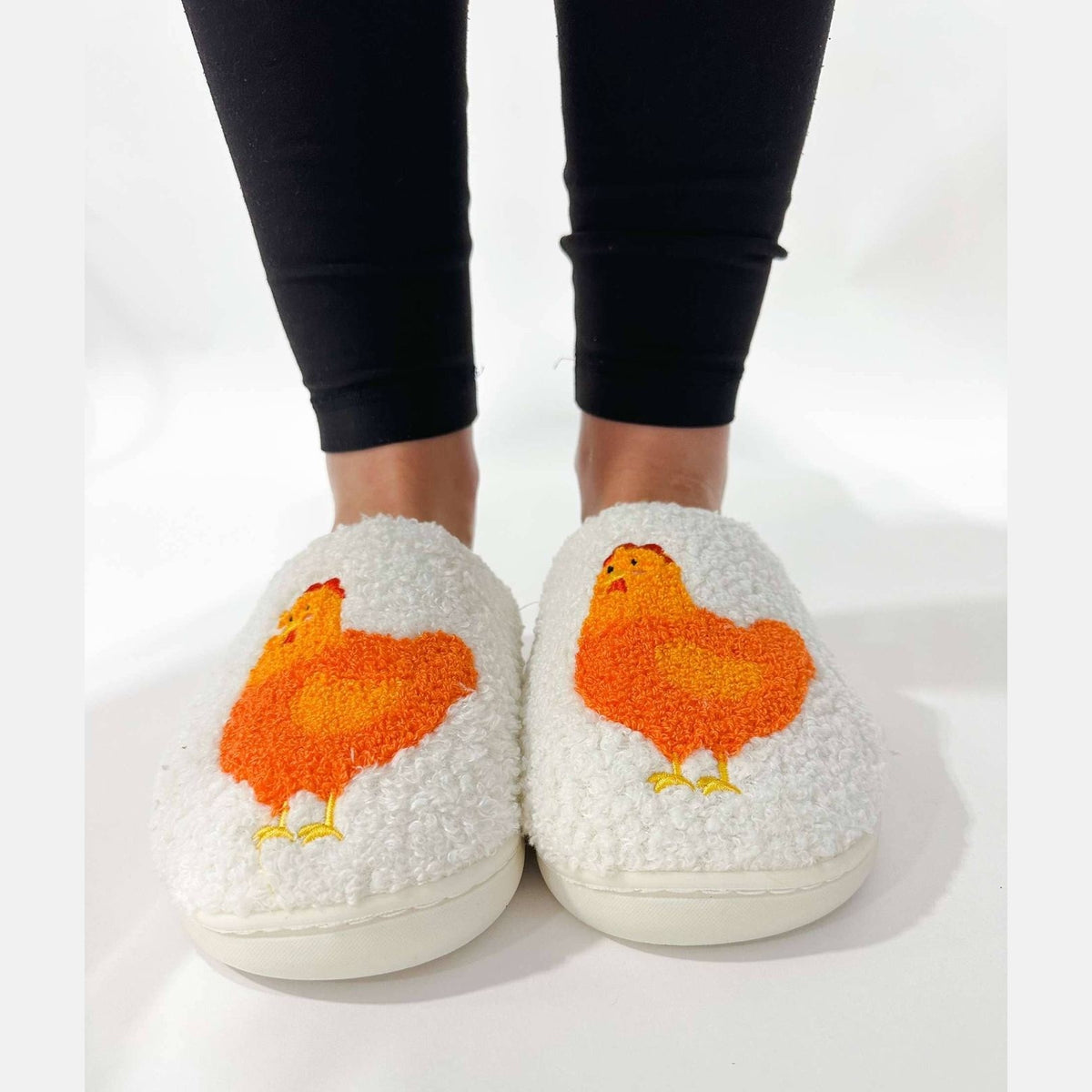 Pantoufles en peluche en forme de poule - American Farm Company