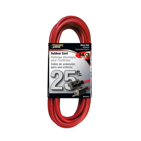 PowerZone - Outdoor Extension Cord, 14 AWG Cable, (125V), Red 
