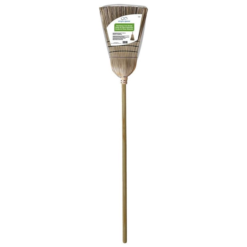 Simple Spaces - 12" Straw Broom, 18" Length Trim, Hardwood Handle
