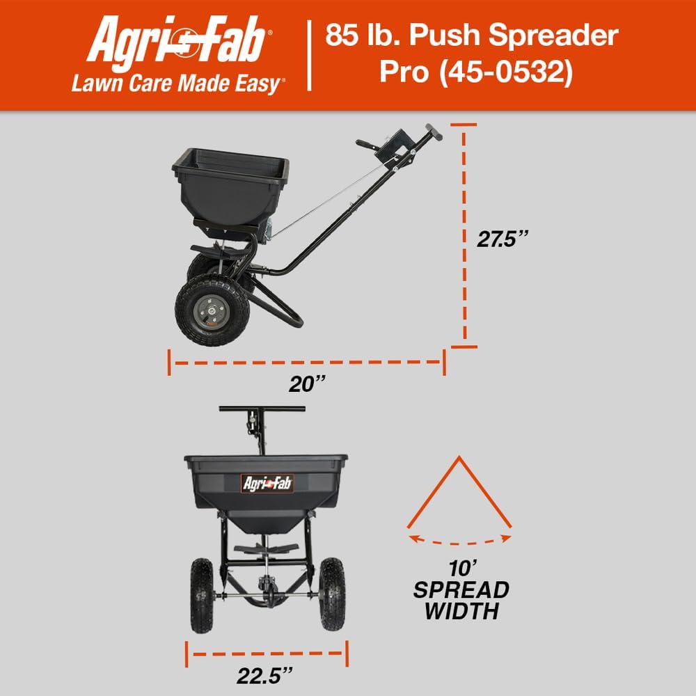 Agri-Fab - Professional Lawn and Seed Spreader with an 85 lb Capacity, Covering Approximately ¼ Acre (14,000 sq ft) 