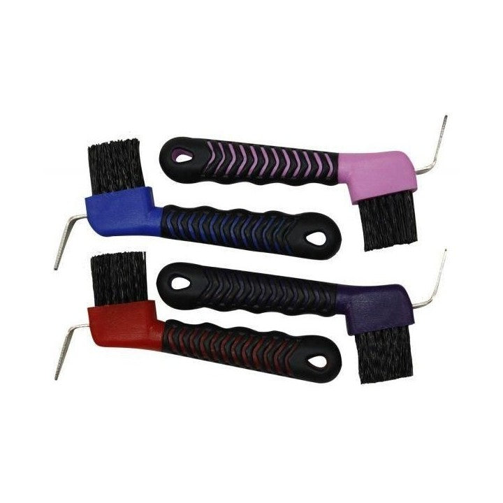 Plastic hoof pick with brush