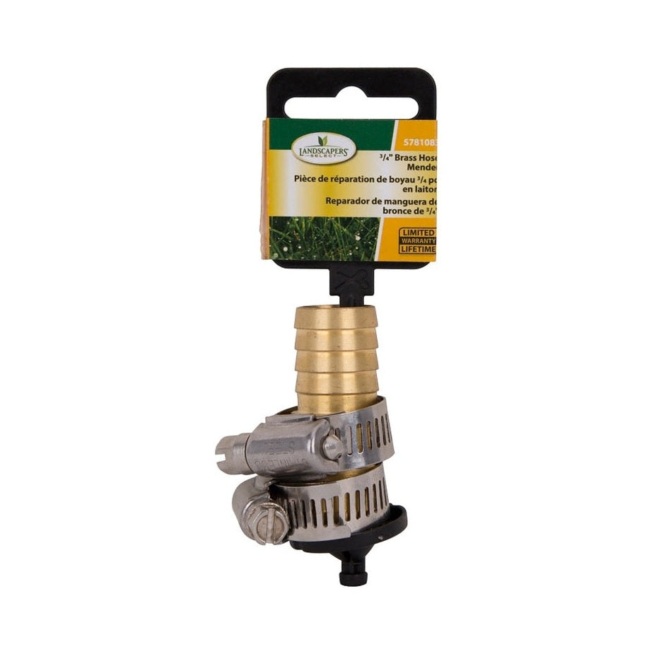 Landscapers Select - Hose Mender with Clamps, 3/4 in. Male, Brass