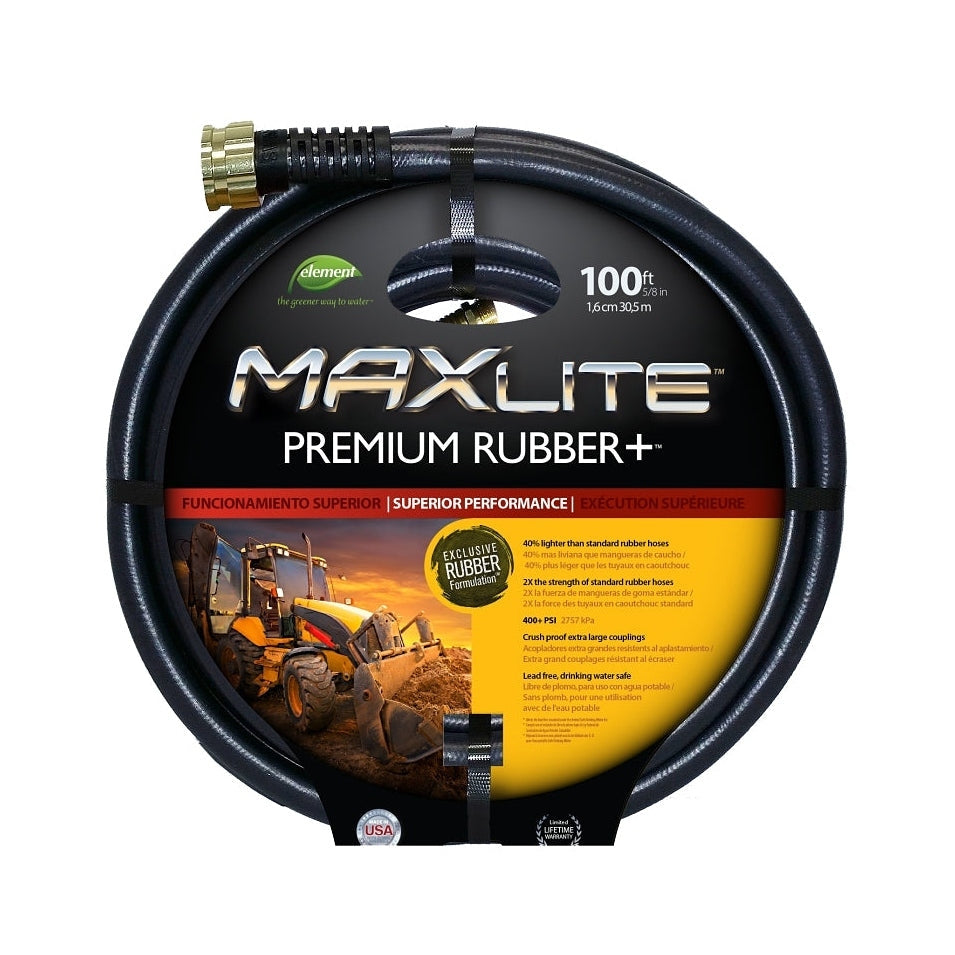 Swan - MaxLite Heavy Duty Garden Hose, 5/8 in. x 100 ft. Long, Rubber Reinforced