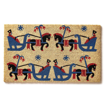 Tapis d'entrée en fibre de coco Promenade en traîneau d'hiver du Victoria and Albert Museum