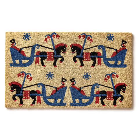 Tapis d'entrée en fibre de coco Promenade en traîneau d'hiver du Victoria and Albert Museum