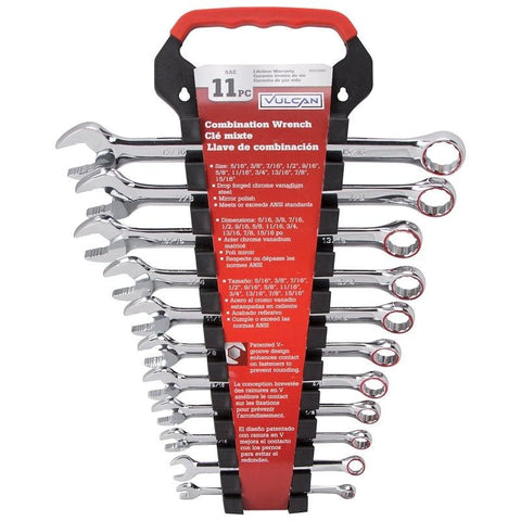 11-piece combination wrench set, chrome vanadium - Vulcan