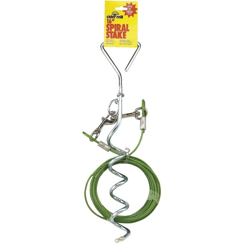 Piquet d'Attache en Spirale pour Animaux de Compagnie 16'' avec Câble