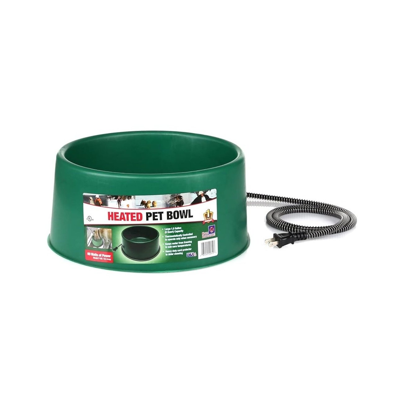 Farm Innovators - Pet Heating Bowl 1.5 Gal 60 Watts, Green 